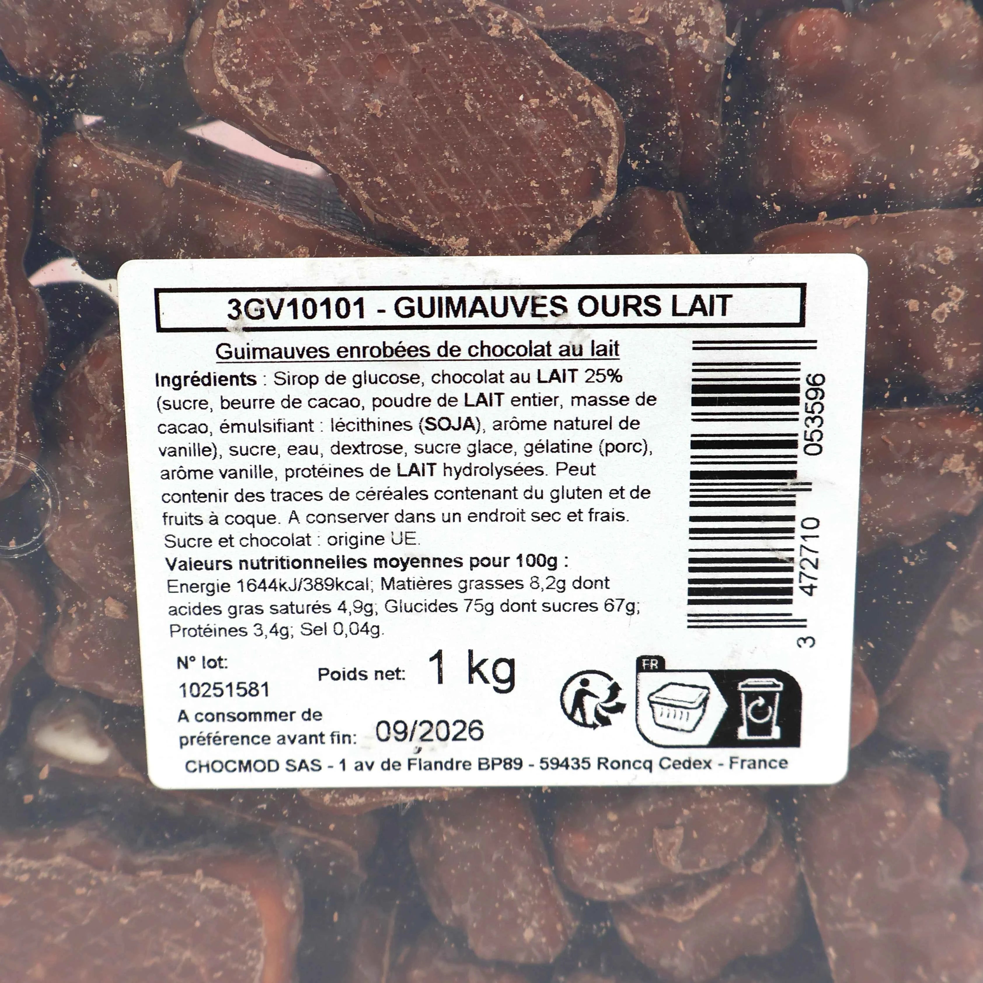 Oursons guimauve chocolat au lait