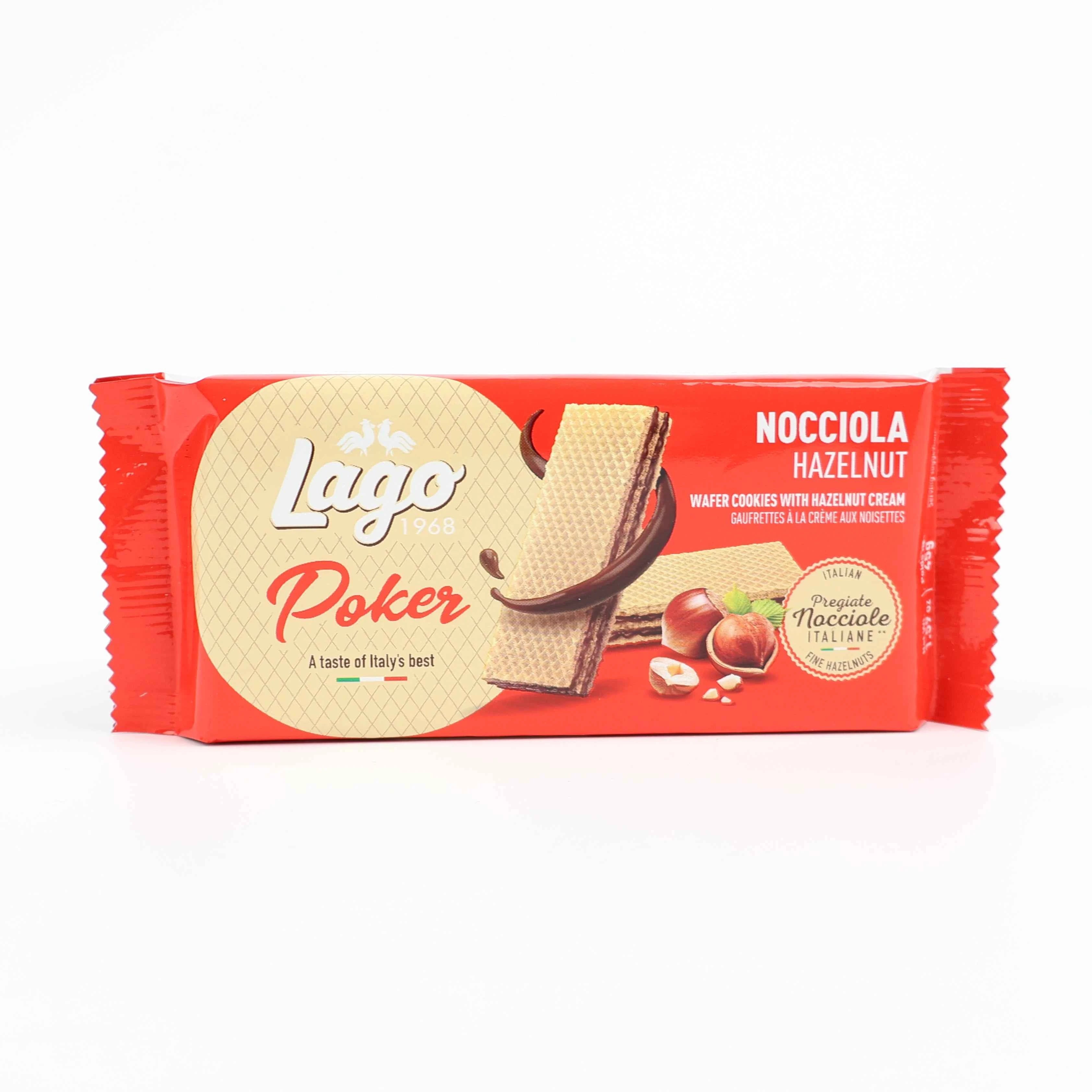 Paquet individuel de gaufrette Poker Noisette de 45g dans son emballage rouge.