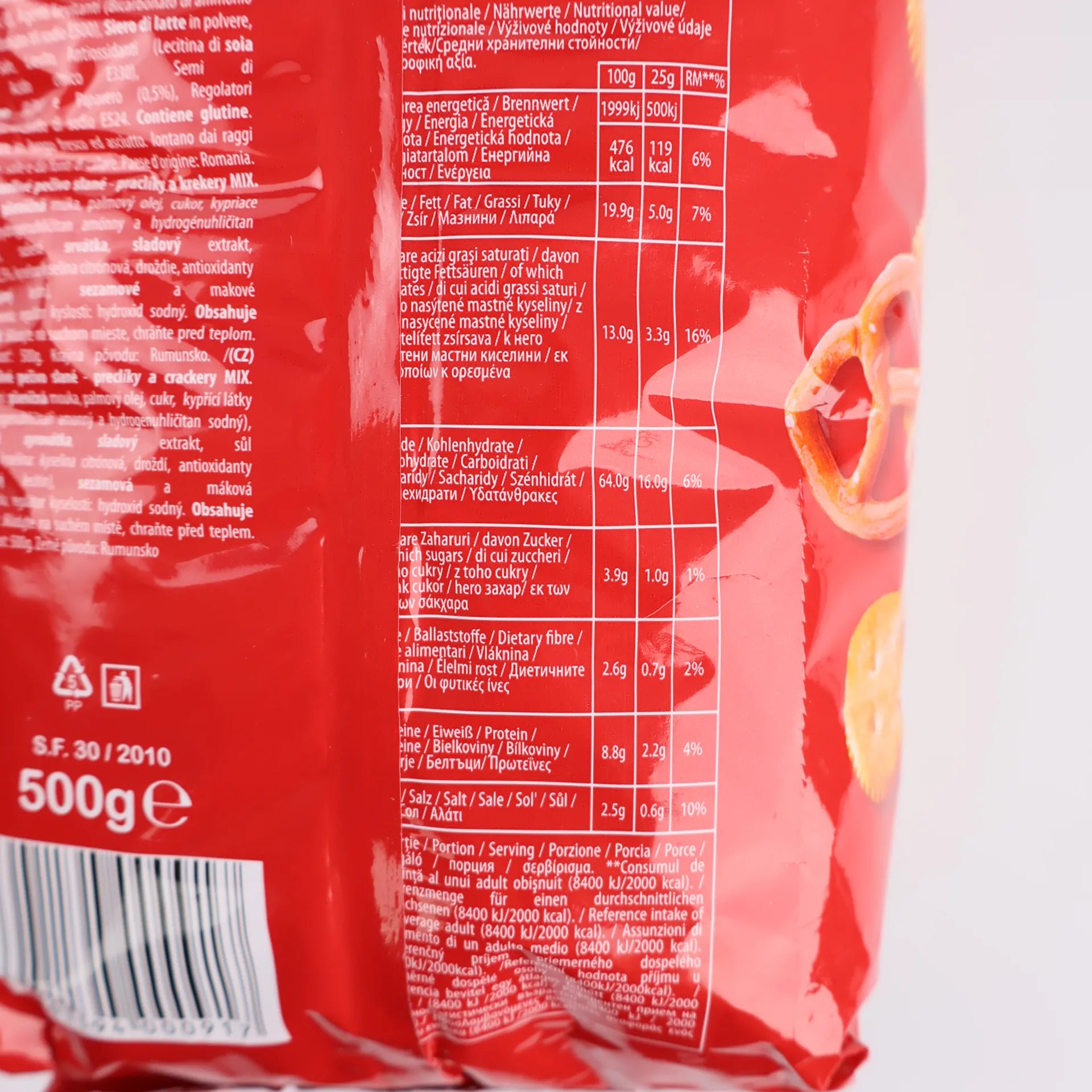 Zoom sur le tableau des valeurs nutritionnelles pour 100g.