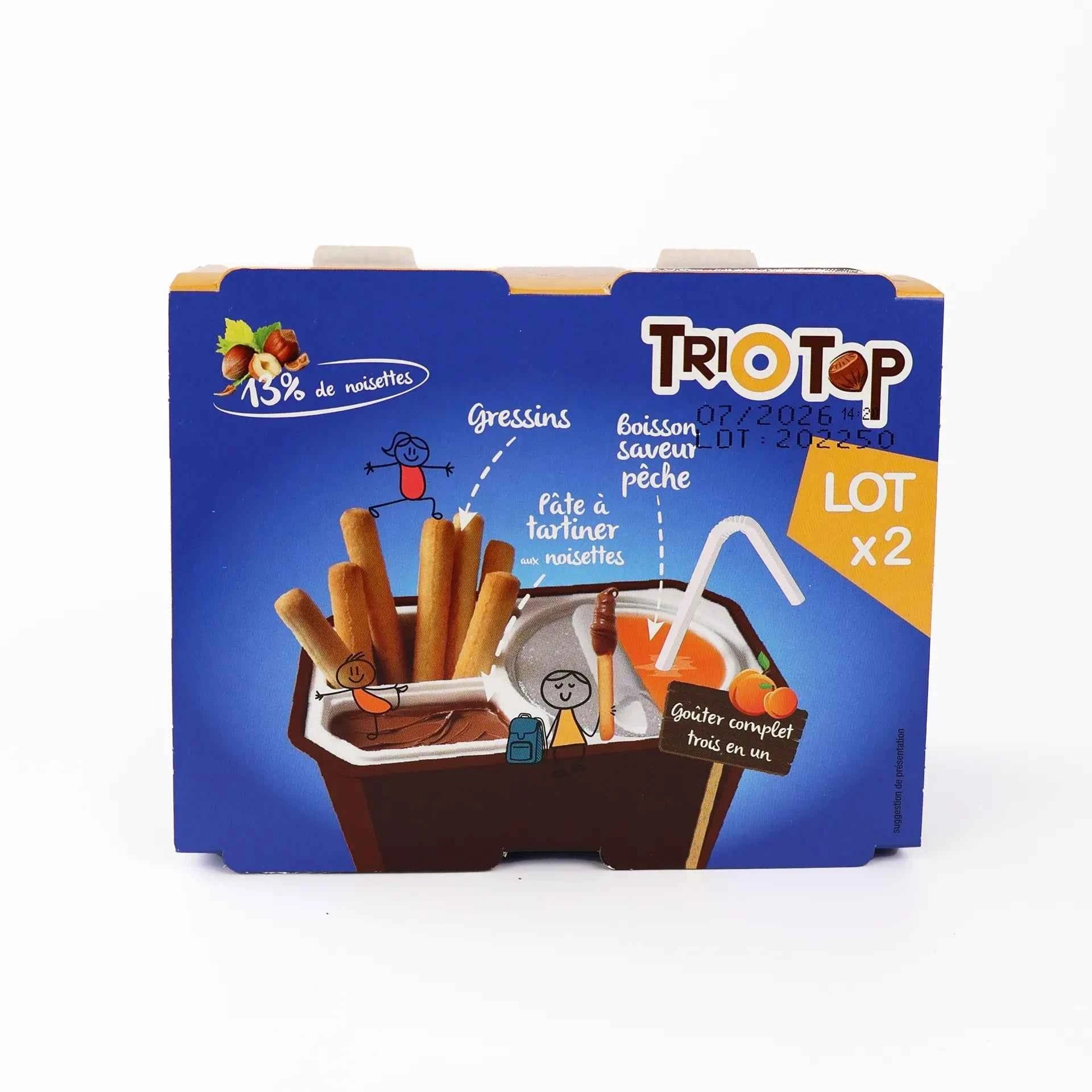 Emballage lot de deux Trio Top avec paille intégrée pour la boisson